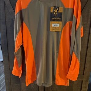 Browning Vibrant Orange and Gray Shirt size small NWT